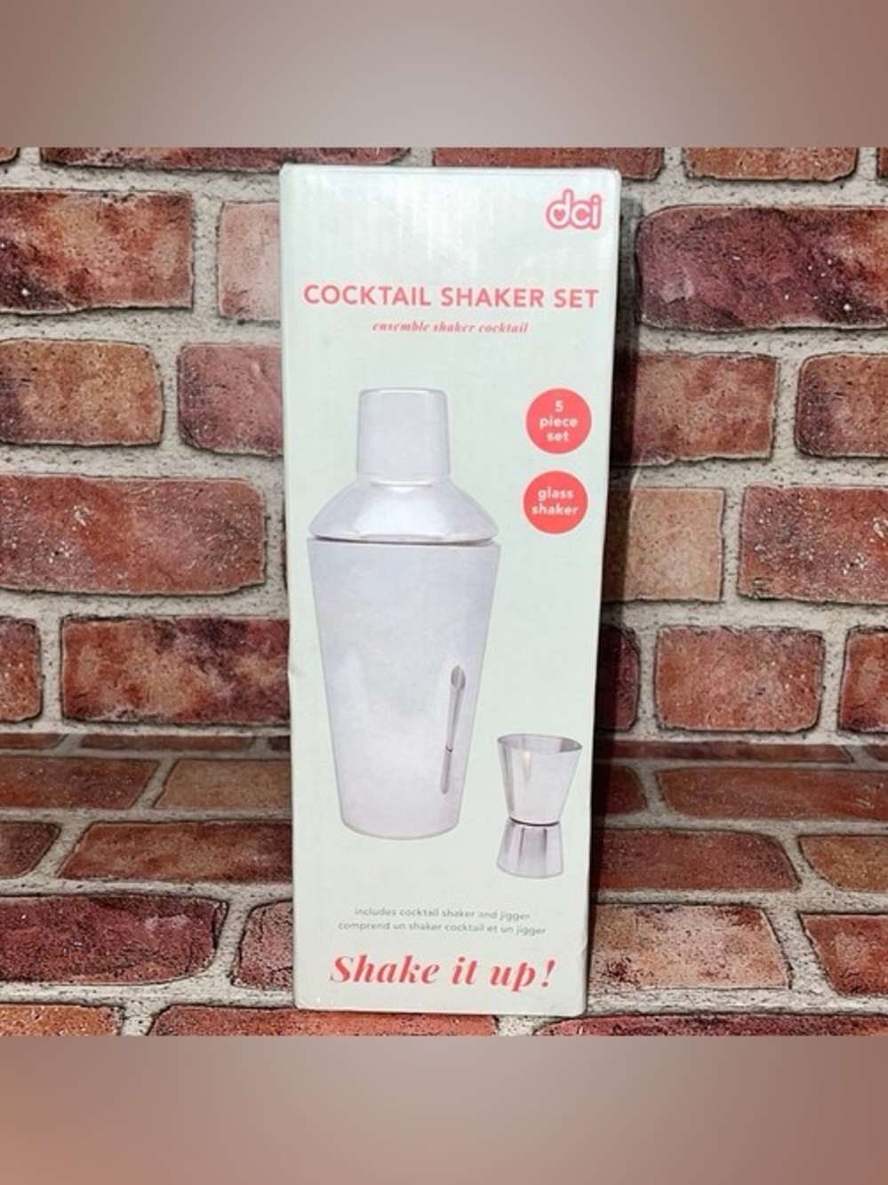 New dci Cocktail Shaker 5 Piece Set Silver Glass Shaker Party Drinks Holidays